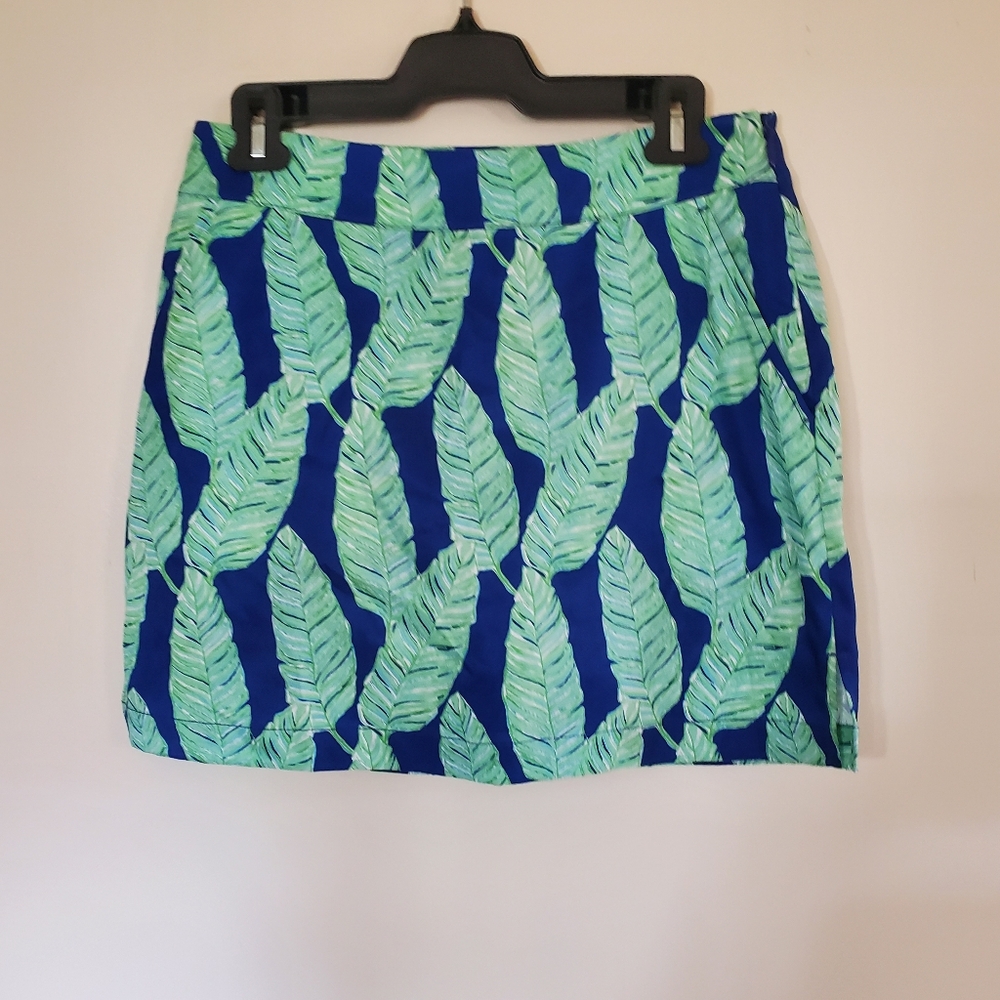 Vineyard Vines Leaf Pattern Skort Activewear Green Navy Golf Tennis Size 2